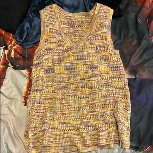 Multicolor Knit Sleeveless V-neck Top